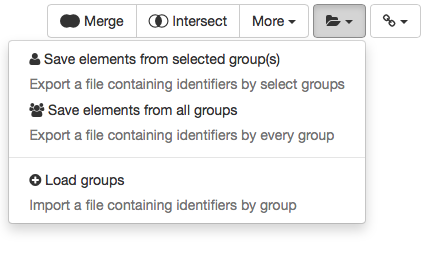 Options to save and load groups.